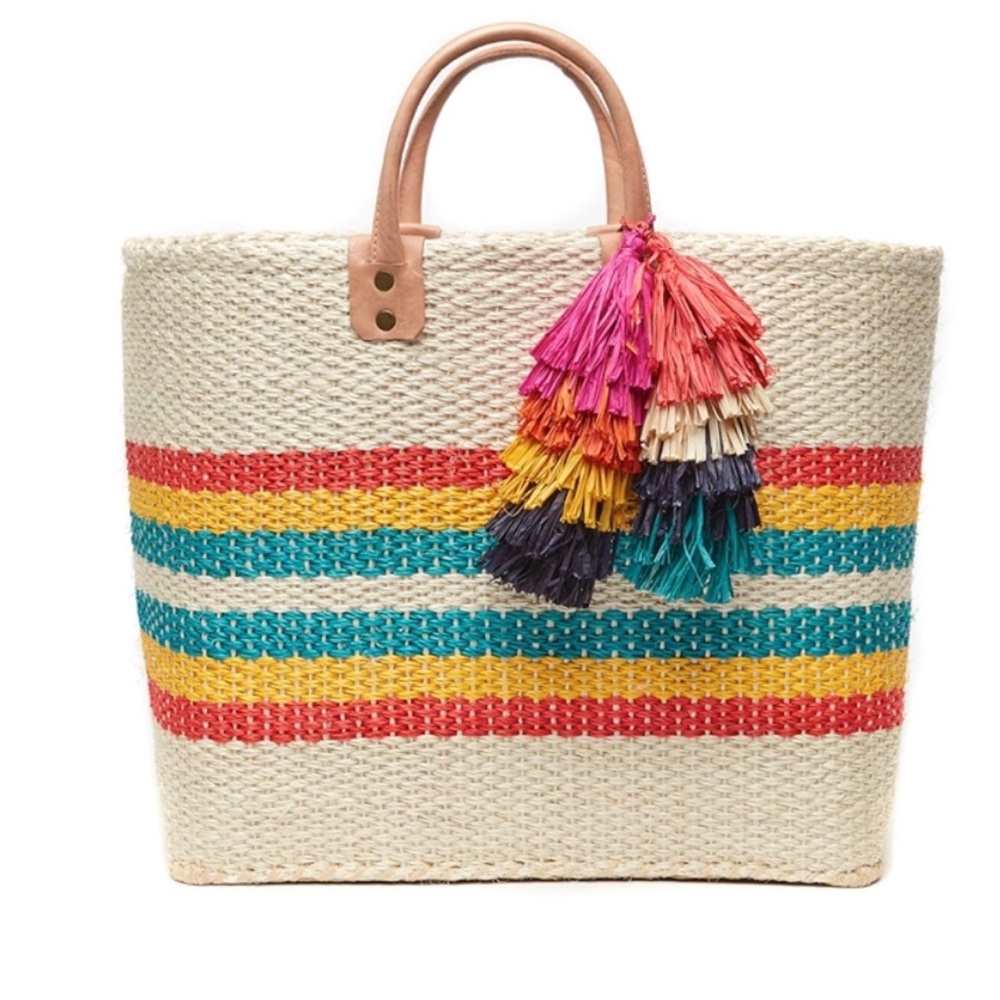 Mar Y Sol la Paz raffia Straw Tote new